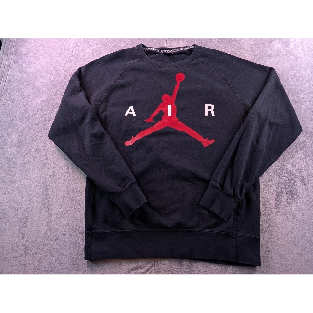 Jordan Jumpman Air Crewneck Sweatshirt Black Red Mens Large 875043-010